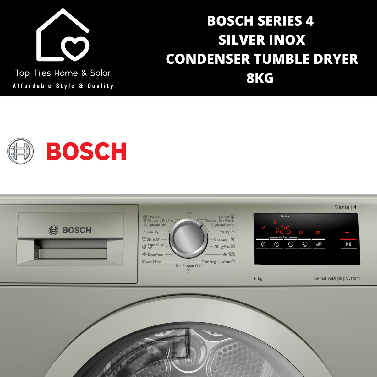 Bosch Series 4 Silver Inox Condenser Tumble Dryer 8kg