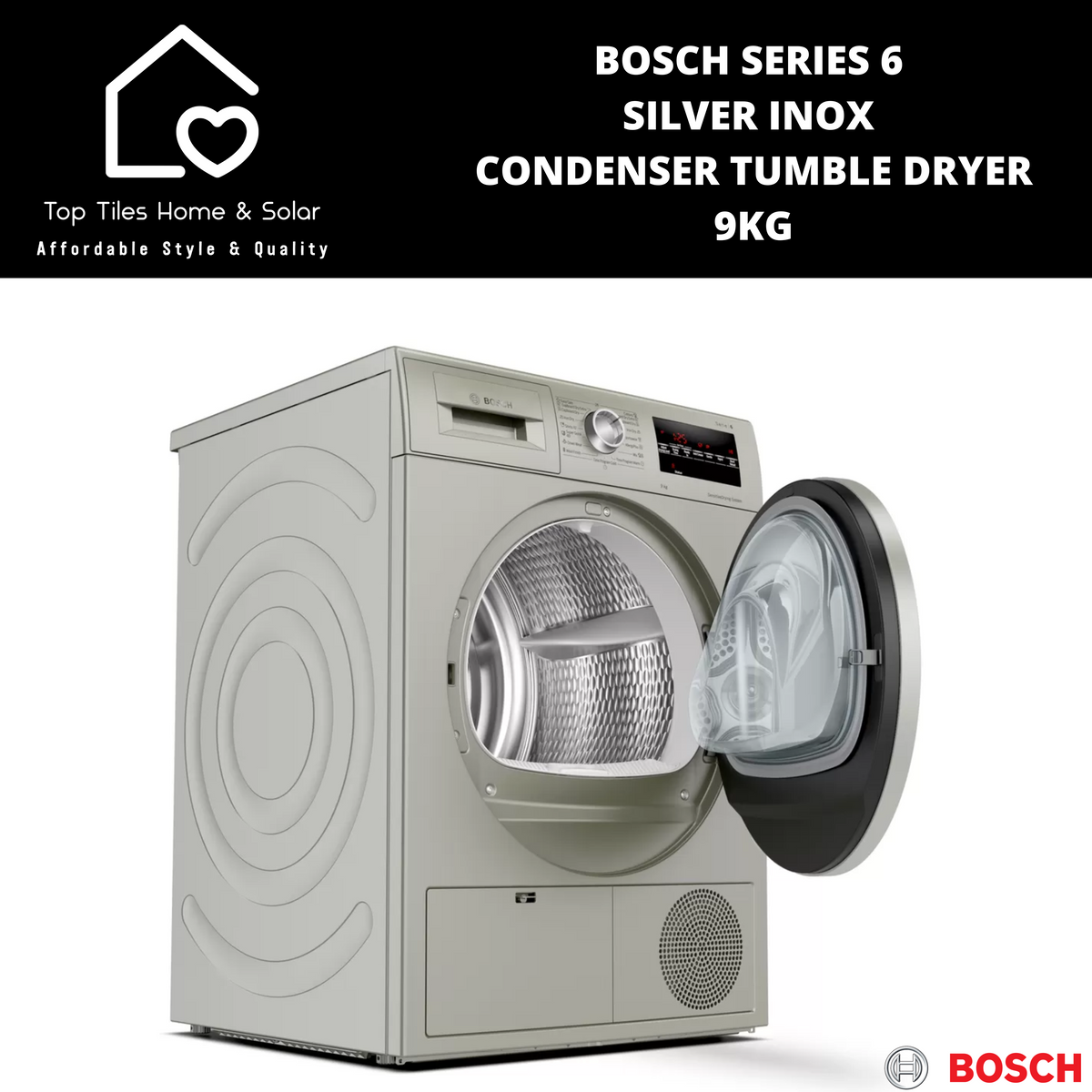 Bosch Series 6 Silver Inox Condenser Tumble Dryer 9kg