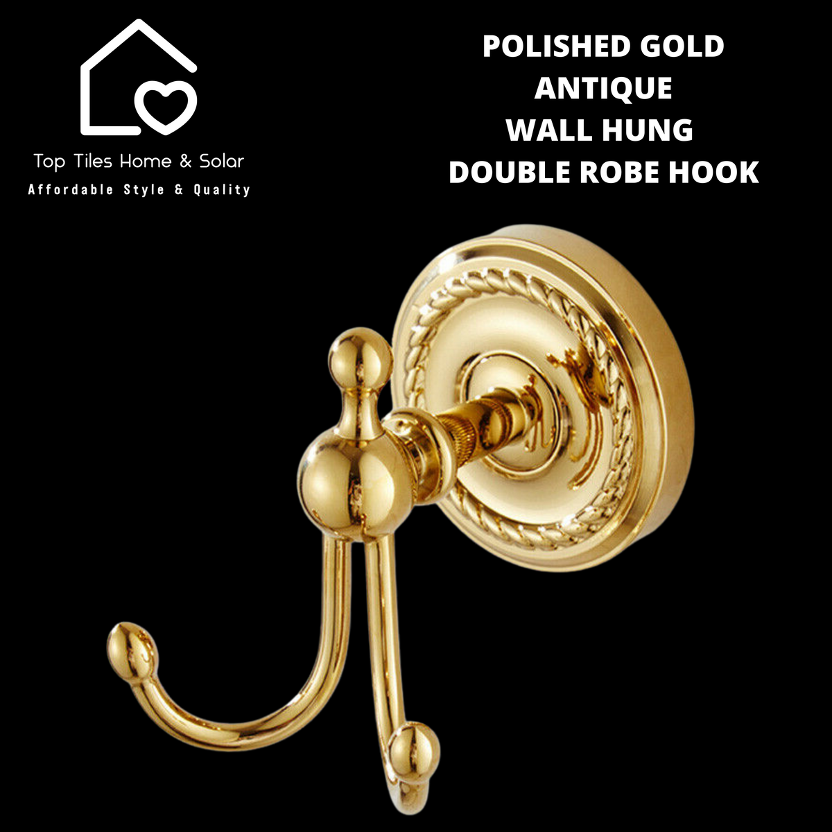 Polished Gold Antique Wall Hung Double Robe Hook – Top Tiles Home & Solar