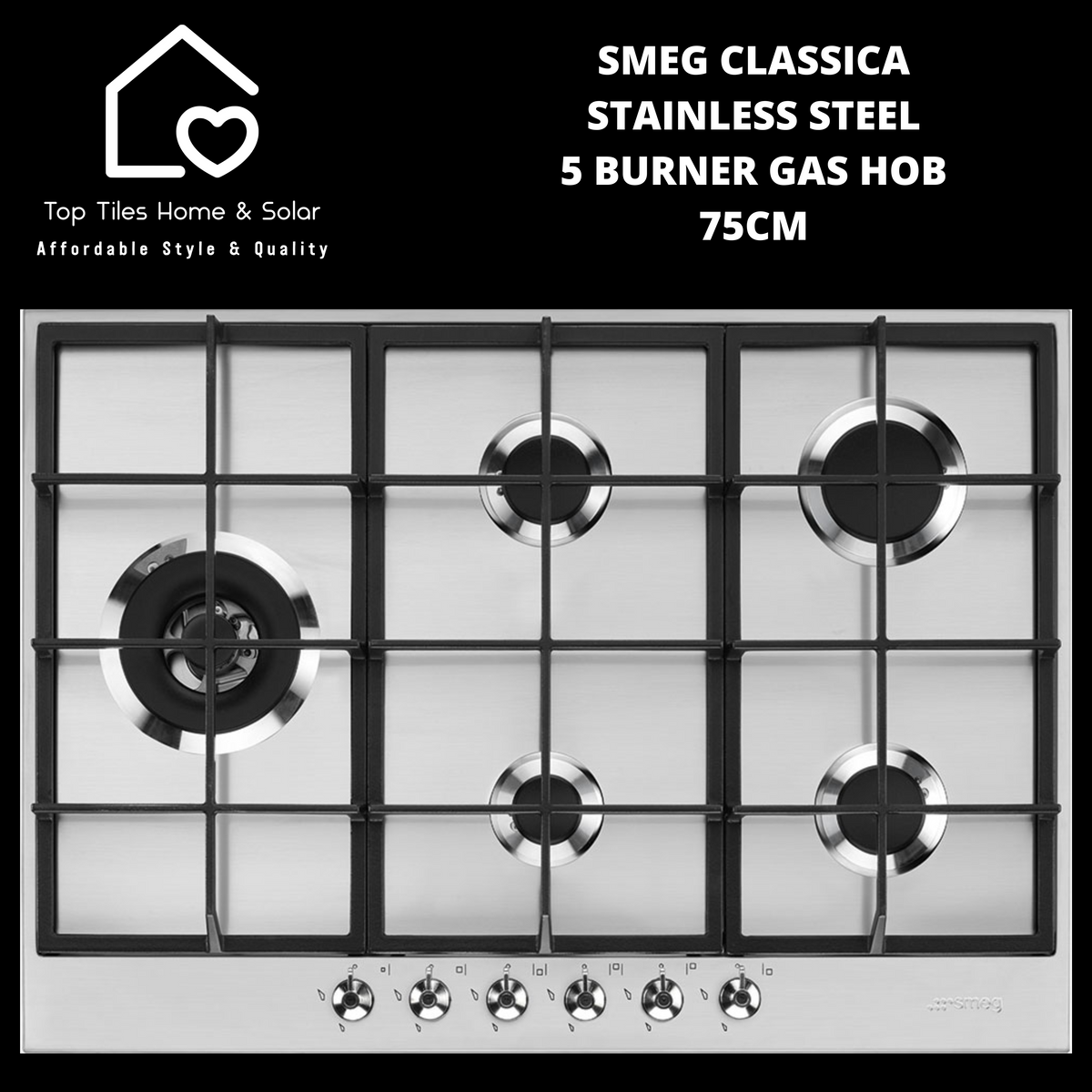 Smeg Classica Stainless Steel 5 Burner Gas Hob 75cm Top Tiles Home And Solar 5903