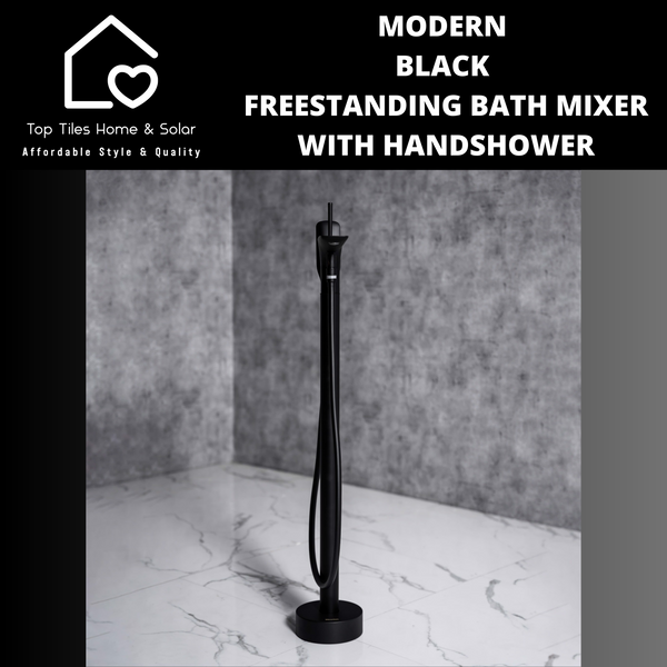 Modern Black Freestanding Bath Mixer With Handshower