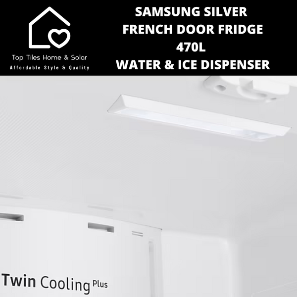 Samsung Silver French Door Fridge - 470L Water & Ice Dispenser