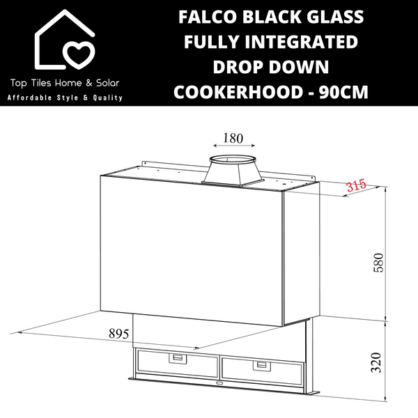 Falco Black Glass Fully Integrated Drop Down Cookerhood - 90cm AR-90-761A