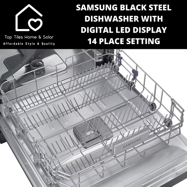 Samsung Black Steel Dishwasher with Digital LED Display - 14 Place Setting