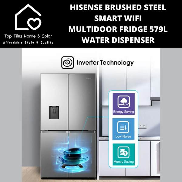 Hisense Brushed Steel Smart MultiDoor Fridge  - 579L Water Dispenser