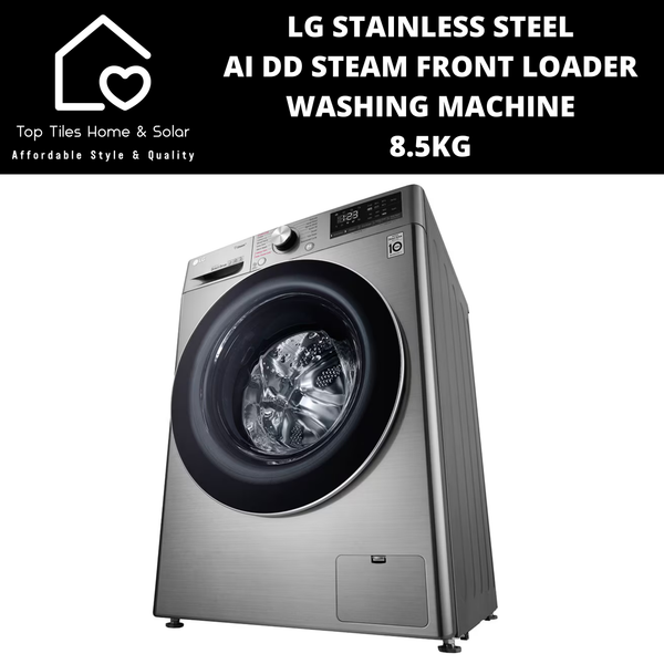 LG Stainless Steel AI DD Steam Front Loader Washing Machine - 8.5kg