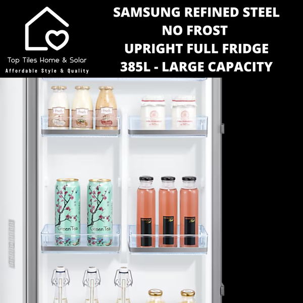 Samsung Refined Steel No Frost Upright Full Fridge - 385L Large Capacity