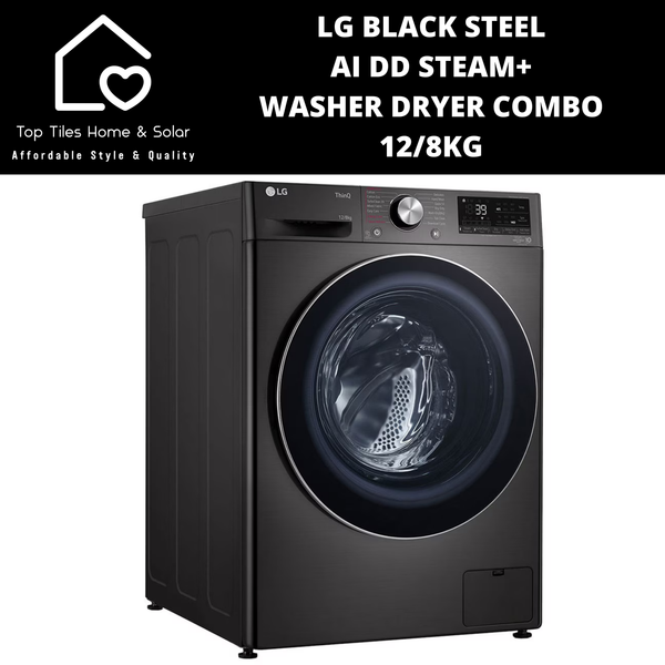 LG Black Steel AI DD Steam+ Washer Dryer Combo - 12/8kg