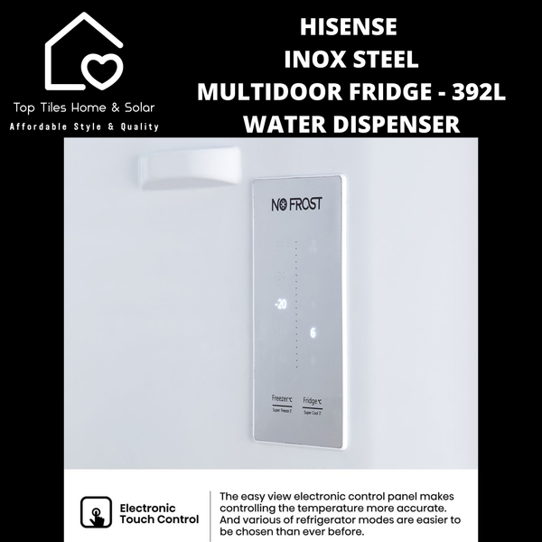 Hisense Inox Steel MultiDoor Fridge  - 392L Water Dispenser