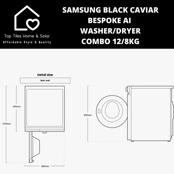 Samsung Black Caviar Bespoke AI Washer Dryer Combo - 12/8kg