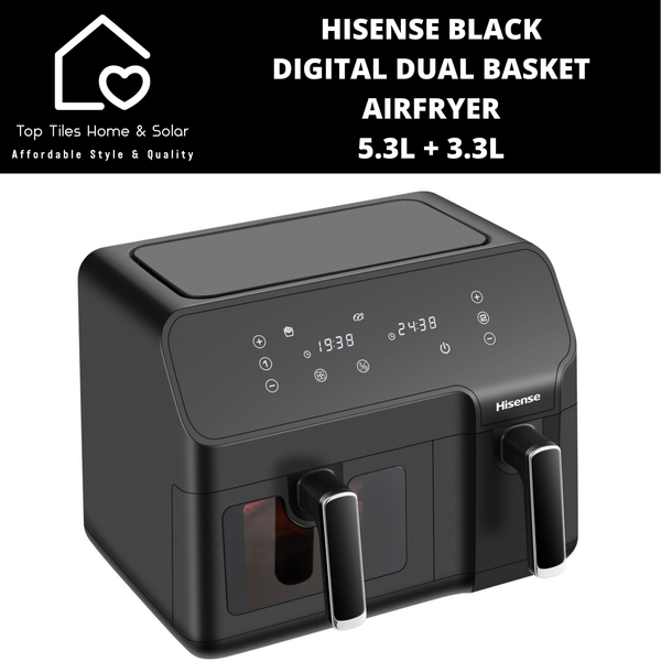 Hisense Black Digital Dual Basket Airfryer - 5.3L + 3.3L