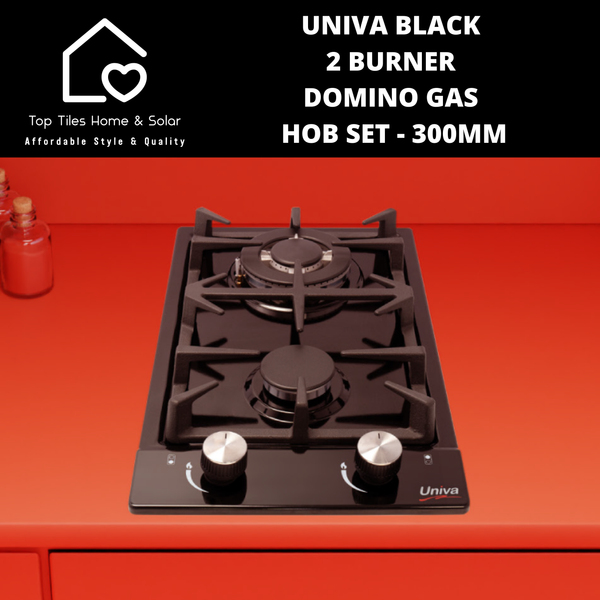 Univa Hob Set - Black Solid + Gas Domino Hob - 300mm