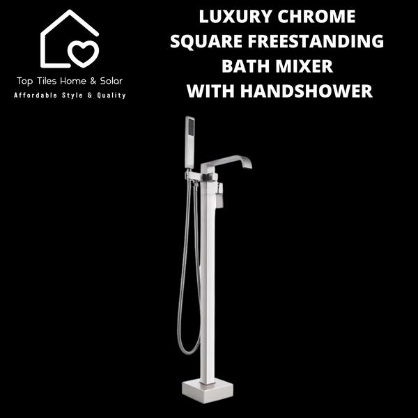 Luxury Chrome Square Freestanding Bath Mixer With Handshower