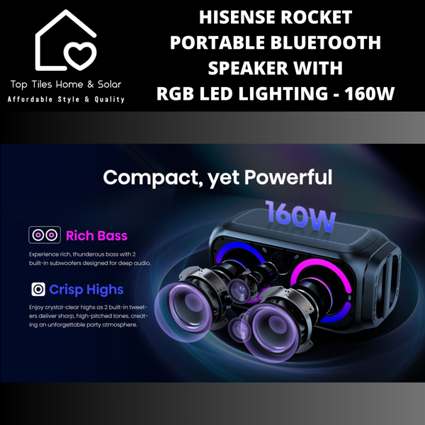 Hisense Rocket Portable Bluetooth Speaker With RGB LED Lighting - 160W