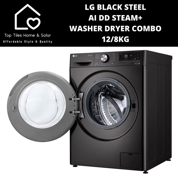 LG Black Steel AI DD Steam+ Washer Dryer Combo - 12/8kg