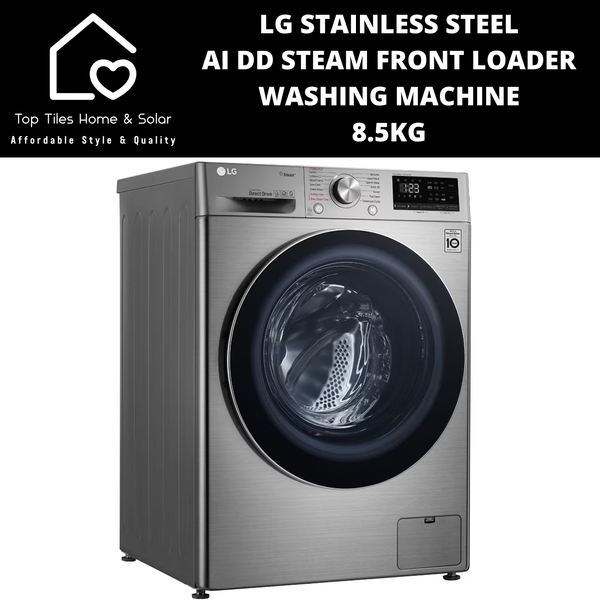 LG Stainless Steel AI DD Steam Front Loader Washing Machine - 8.5kg