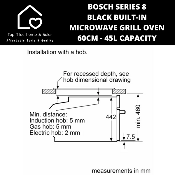 Bosch Series 8 - Black Built-in Microwave Grill Oven - 60cm - 45L CAPACITY