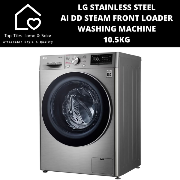 LG Stainless Steel AI DD Steam Front Loader Washing Machine - 10.5kg