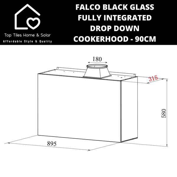 Falco Black Glass Fully Integrated Drop Down Cookerhood - 90cm AR-90-761A