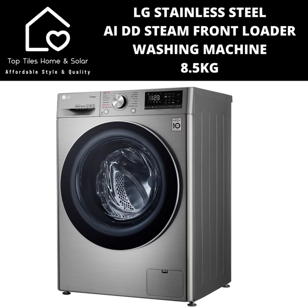 LG Stainless Steel AI DD Steam Front Loader Washing Machine - 8.5kg