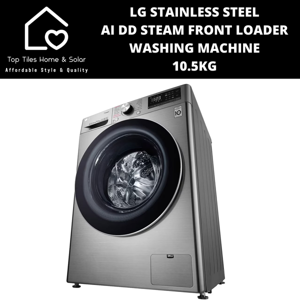 LG Stainless Steel AI DD Steam Front Loader Washing Machine - 10.5kg