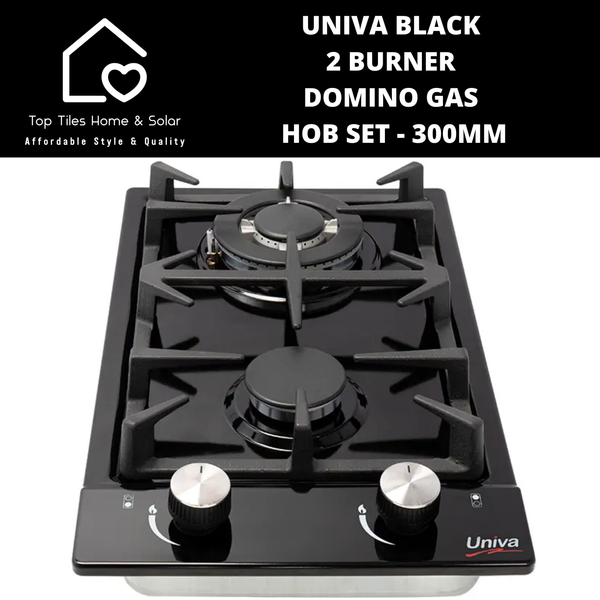 Univa Hob Set - Black Solid + Gas Domino Hob - 300mm