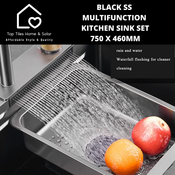 Black Stainless Steel  Multifunction Kitchen Sink Set - 750 x 460mm