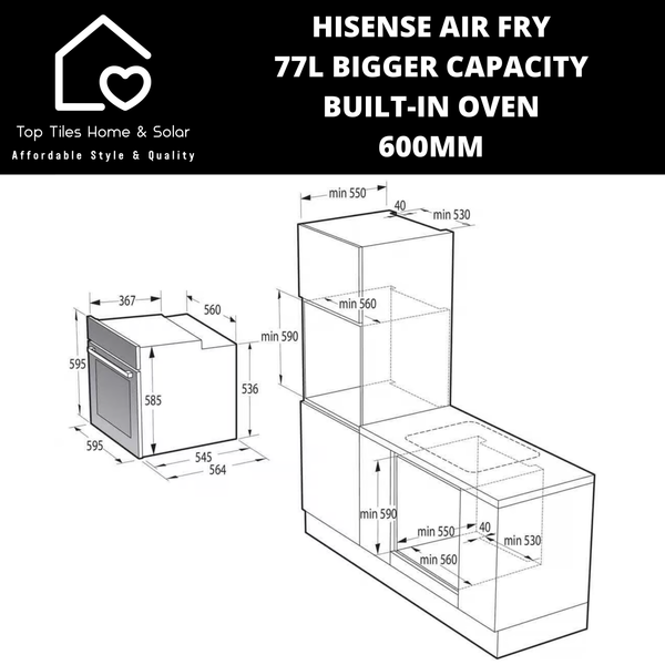 Hisense Air Fry 77L Bigger Capacity Built-in Oven - 600mm