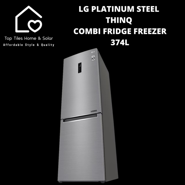 LG Platinum Steel ThinQ Combi Fridge Freezer - 374L