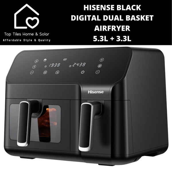 Hisense Black Digital Dual Basket Airfryer - 5.3L + 3.3L