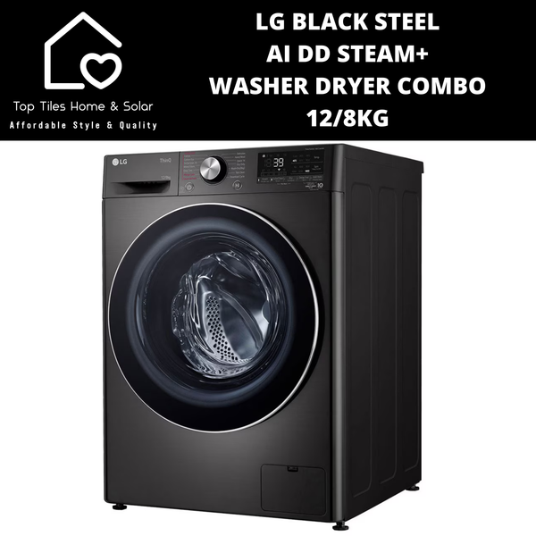 LG Black Steel AI DD Steam+ Washer Dryer Combo - 12/8kg