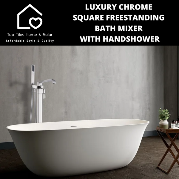 Luxury Chrome Square Freestanding Bath Mixer With Handshower