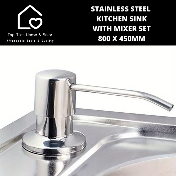 Stainless Steel Double Bowl Kitchen Sink with Mixer Set - 800 x 450mm