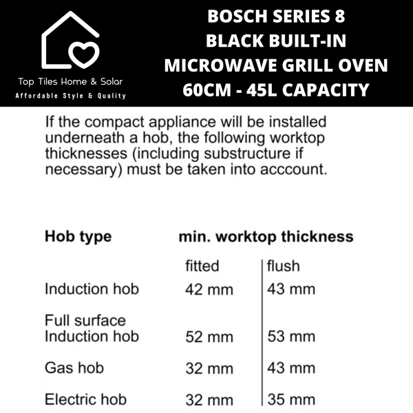 Bosch Series 8 - Black Built-in Microwave Grill Oven - 60cm - 45L CAPACITY