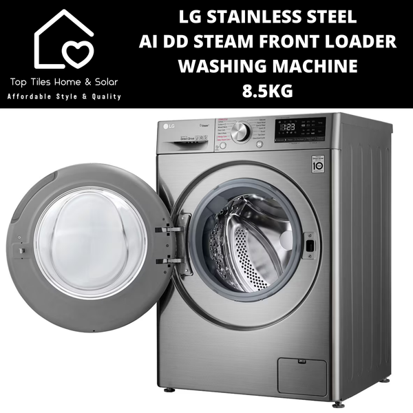 LG Stainless Steel AI DD Steam Front Loader Washing Machine - 8.5kg