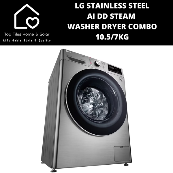 LG Stainless Steel AI DD Steam Washer Dryer Combo - 10.5/7kg