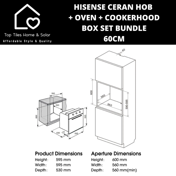 Hisense Ceran Hob + Oven + Cookerhood Box Set Bundle - 60cm