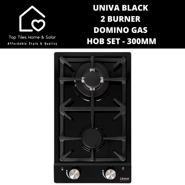 Univa Hob Set - Black Solid + Gas Domino Hob - 300mm