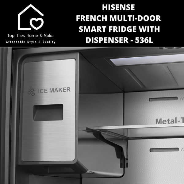 Hisense French Multi-Door Smart Fridge with Dispenser - 536L