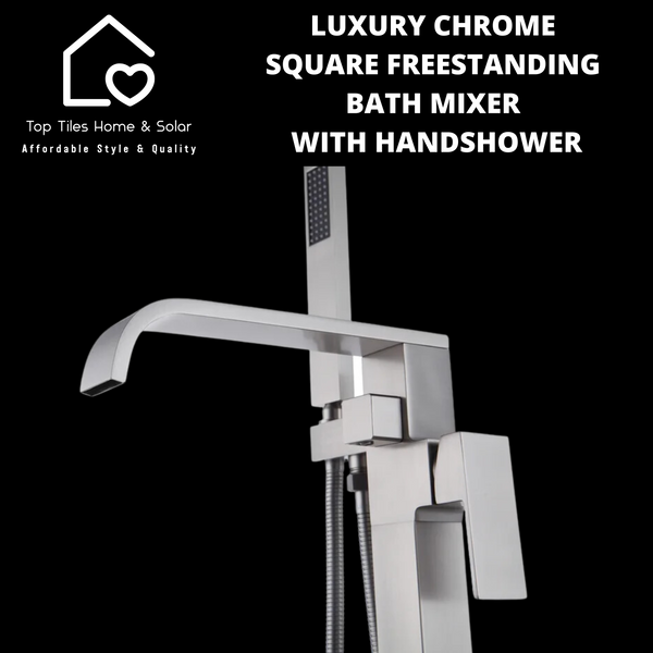 Luxury Chrome Square Freestanding Bath Mixer With Handshower