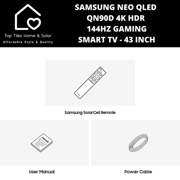 Samsung Neo QLED QN90D 4k HDR 144Hz Gaming Smart TV - 43 Inch