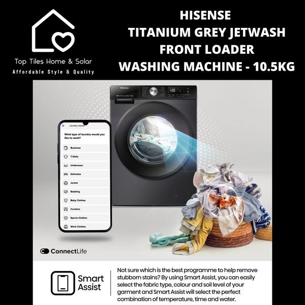 Hisense Titanium Grey JetWash Front Loader Washing Machine - 10.5kg