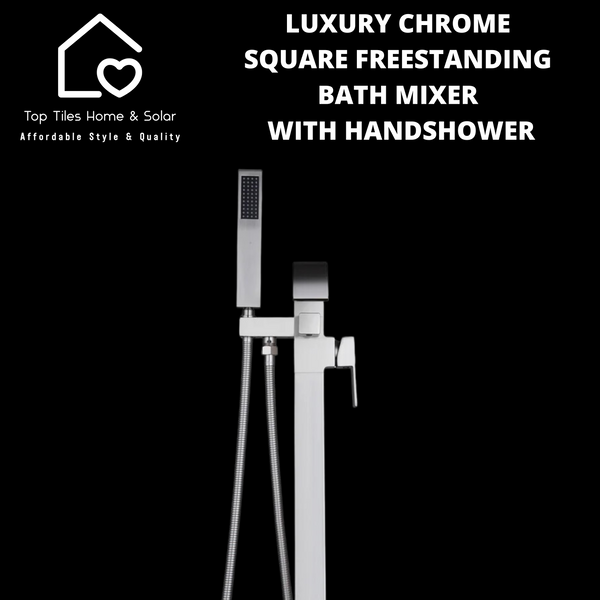 Luxury Chrome Square Freestanding Bath Mixer With Handshower