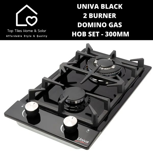 Univa Hob Set - Black Solid + Gas Domino Hob - 300mm