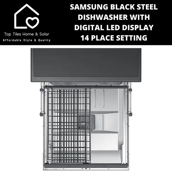 Samsung Black Steel Dishwasher with Digital LED Display - 14 Place Setting