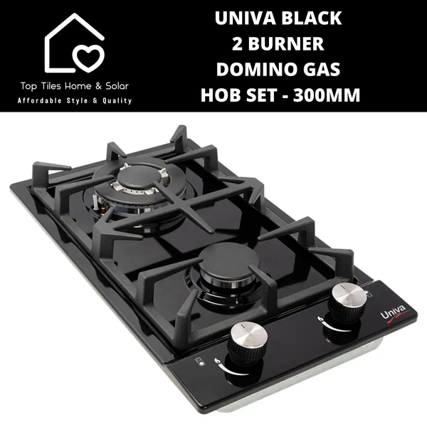 Univa Hob Set - Black Solid + Gas Domino Hob - 300mm