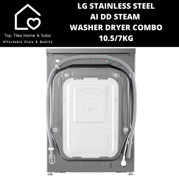 LG Stainless Steel AI DD Steam Washer Dryer Combo - 10.5/7kg