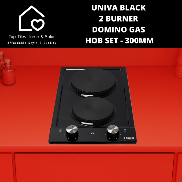 Univa Hob Set - Black Solid + Gas Domino Hob - 300mm