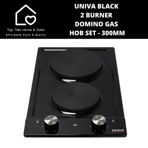 Univa Hob Set - Black Solid + Gas Domino Hob - 300mm