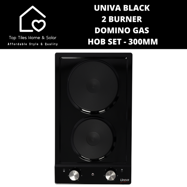 Univa Hob Set - Black Solid + Gas Domino Hob - 300mm